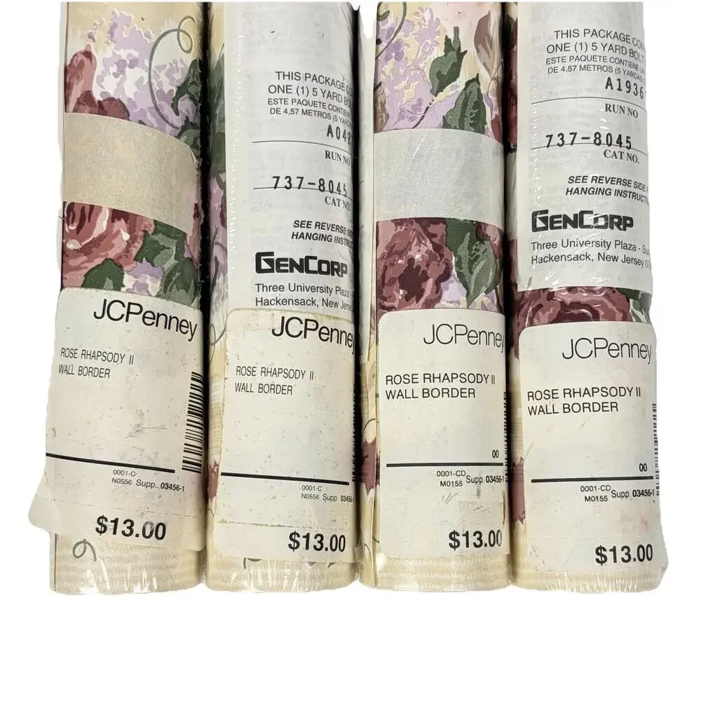 VTG JC Penney Rose Rhapsody II Wallpaper Border x4 Floral Cottagecore Sealed
